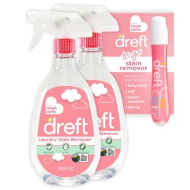 Dreft Stain Remover for Baby Clothes and Hypoallergenic Baby Stain Remover Spray Plus Travel Size Stain Treater Pen, 24 Fl Oz ( Pack of 2 + Stain Pen)