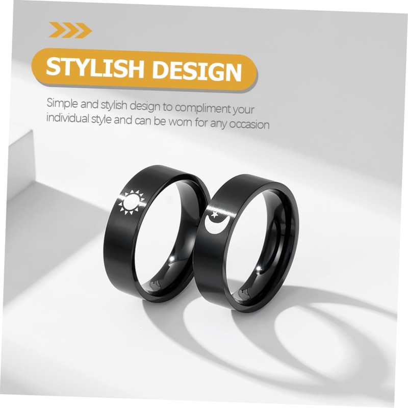 FOMIYES 3 Pairs Moon and Sun Promise Rings for Him