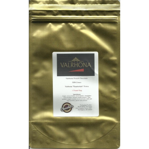 Valrhona Equatoriale 4661 55% Dark Semi Sweet Chocolate Callets from OliveNation for Baking & Enrobing - 1 pound