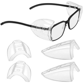 Foyods 4 Pairs of Side Protectors for Glasses, Transparent Protective Glasses, Side Protection, Flexible Clip On Protection for Wind Protection Glasses, Clear Glasses, Suitable for Small to Large