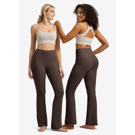 Willit Butterflux Yoga Pants Women Flare Workout Leggings for Women Tummy Control High Waisted Flare Yoga Legging 33" Dark Brown L