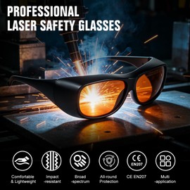 JustHot OD5+ Professional Laser Safety Glasses | Eye Protection 190-540nm & 800-1100nm for 2 Line YAG and KTP, Q-Switched Ultraviolet/Blue/Green/Infrared Laser Protection Goggles