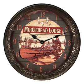 Rivers Edge Products Moosehead Rusty Metal Clock, 15-Inch