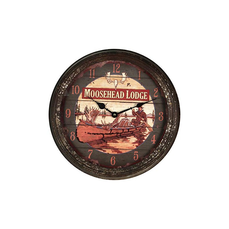 Rivers Edge Products Moosehead Rusty Metal Clock, 15-Inch