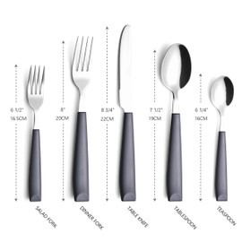 ANNOVA Silverware Set Stainless Steel Colorful Handle Tableware Kitchen Flatware Set Utensils, Includes Dinner Knives, Forks, Spoons, Salad Forks & Dessert Spoons (Gray, 20 Pieces)