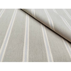 Linen Look Jacquard Striped Fabric Home Decor Curtain Upholstery Material - 140cm Wide (Sold by The Metre) (Natural)