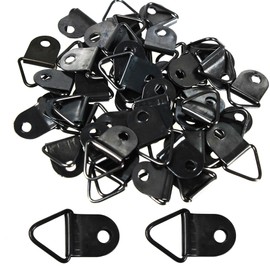 AUXBC 100Pcs Small Triangle D-Ring Picture Hangers with Screws, Picture Hang Solutions, Black Metal Frame Hooks Hardware for Hanging Clocks, Paintings, Artwork, Photos, Mirror