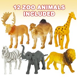 ArtCreativity Safari Animal Figurines Playset for Kids, Set of 12, Assorted Small Animal Figures, Sturdy Plastic Toys, Fun Zoo Theme Birthday Party Favors, Great Gift Idea for Boys and Girls