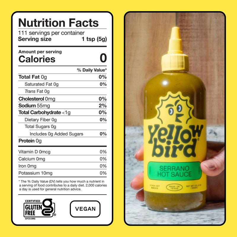 Yellowbird® Classic Serrano Hot Sauce 19.6 oz. Tabletop Size (Kinda