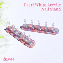 BQAN 2 Set Nail Stand for Press Ons, Magnetic Nail Holder for Painting | Display | Fake Nails Practice with 200 Pcs Adhesive Tabs, Nails Art Tools Homes and Salons Use Pearl Pink -1