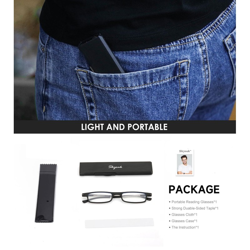 Ultra thin Lightweight Folding Reading Glasses Women Men TR90 Blue