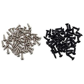 Tornillos para guitarra eléctrica de 3 mm, para golpear guitarras Fender Strat ST Tele TL Stratocaster Telecaster Gibson LP Les Paul SG (200 unidades), color negro y plateado