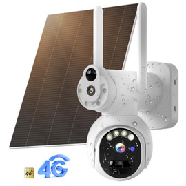 GAIEXCE No WiFi Security Cameras Wireless Outdoor, Solar Powered Dual Lens 4G Cellular Security Camera, 360°PTZ, 2K Color Night Vision, PIR Motion, Two-Way Talk, 300MB SIM Card