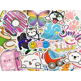 Car Stickers 100 Colorful Holographic & Reflective Sticker Pack Shiny Light