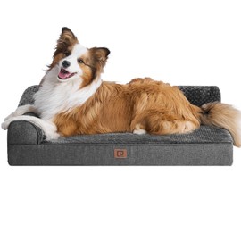 EHEYCIGA Memory Foam Orthopedic Dog Beds Large Sized Dog, Washable Dog Bed with Waterproof Lining Removable Cover, Big Dog Bed Sofa with Nonskid Bottom Pet Couch Bed, 41x27 Inches, Dark Grey