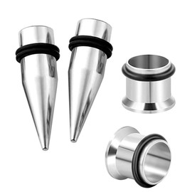 HEKEUOR 4 Piece 316l Steel Tapers and Tunnels Ear Stretching Kit Gauges Gauging Plugs Choose 1g 7/16 1/2 9/16 00g-14g (1/2"(12mm))