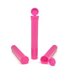 W Gallery 500 Bubblegum 116mm Open Cap Pop Top Tubes - Airtight Smell Proof Containers - Plastic Medical Grade Prescription Bottles for Pills Herbs Flowers Supplements, Bulk Pack, Not Glass Jars