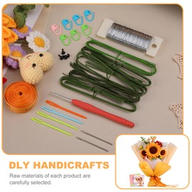 Beginner Crochet Kit, DIY Crochet Flowers Kit Romantic Sunflower Bouquet Crochet Kit for Beginners Sunflower Gift DIY Crochet Kits for Starters Kids and Adults