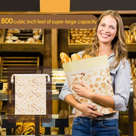 2-Pack Reusable Beeswax Bread Bags - Large 17x13 Inch for Sourdough & Homemade Bread Storage | All-Natural Beeswax Preservation, Eco-Friendly Cotton Food Bags - Easy to Clean & Daily Use