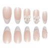 Bow Press on Nails Acrylic Almond Fake Nails with Peal