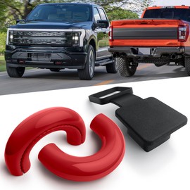 Molosicars Tow Hooks Covers for Ford F150 Accessories 2004-2025 Paired with Customized 2 Inch Silicone Trailer Hitch Cover Compatible with Toyota Tundra 2017-2021 Tool-Free Install (Red-Black)
