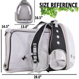 Back Extension Pet Backpack Carrier for Cat and Small Puppy up to 13 Pounds, Clear Space Capsule Astronaut Transparent Bubble Window Backpack to Carry and Transport Cat to Vet and Traveling