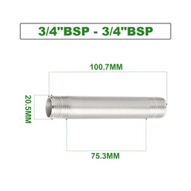TAISHER 2 PCS Stainless Steel Pipe Fittings, 3/4" BSP x 3/4" BSP Male Threaded, 4" Length Nipple Cast Pipe