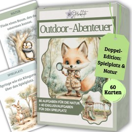 60 Explorer Cards Outdoor Search Game Children 2 Categories Nature & Playground Search and Find Treasure Hunt and Adventure Educational Game & Gift for Girls and Boys Games from 4.5, 6, 7, 8 Years