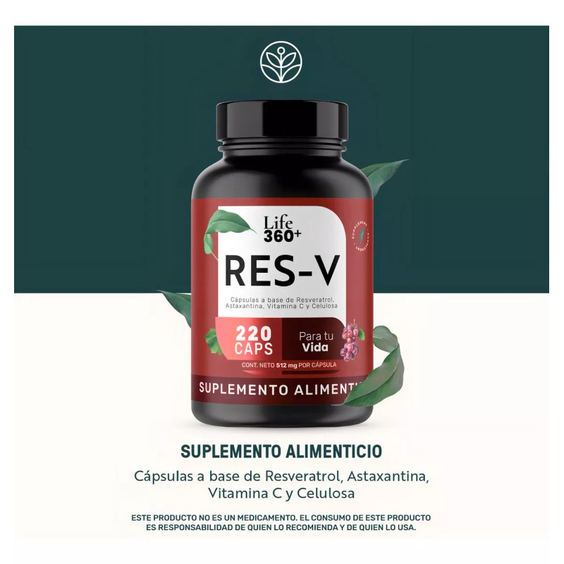 LIFE360+ Life 360+ Res-v Bote 220 Cápsulas Resveratrol Astaxantina No