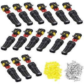 Huamirra Cable Connector Plug 15 Pieces, Waterproof Quick Connector, 2-Pin Waterproof Quick Connector, with Wire for Car, Truck, Kayak, Boat, Scooter, Motorcycle