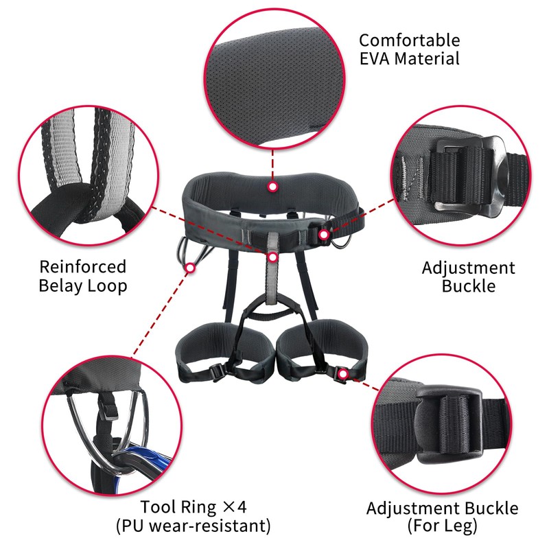 NewDoar Climbing Harness, Mountaineering Rock Climbing Harness, Half Body Harness