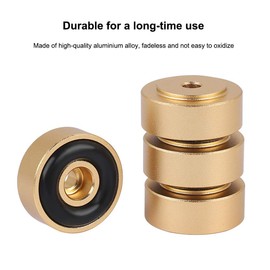 ASHATA 4 x Washers for Spikes, 4 Pieces Aluminium Feet Spike Coasters 20 x 8 mm Amplifier Feet, Shock Absorber Pads Feet Universal Shock Absorber Insulation Feet Mat (Gold)