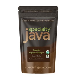 Organic Espresso Allegro: 12 oz Auto Drip Ground Coffee, Fresh Roasted Personally for You on Order & Shipped Direct, Dark Roast, Fair Trade Certified, 100% Arabica Specialty Coffee, Read About Below