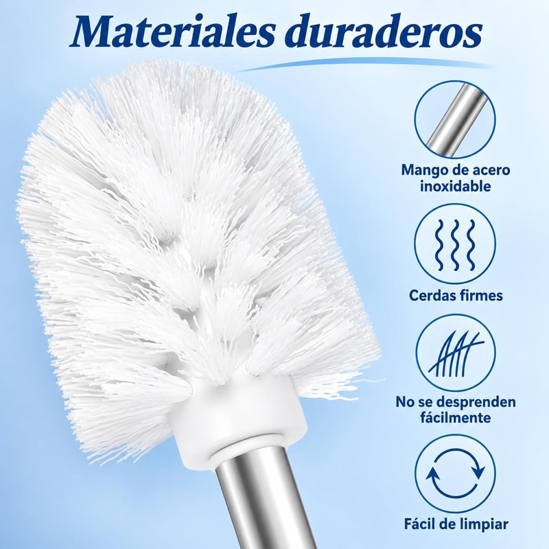 Cepillo de Inodoro 360° Acero Inoxidable con Mango Largo –