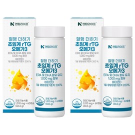 Ntop Life Blood Circulation Plus Supercritical rTG Altige Omega 3 60.6g, 60 tablets, 2 units / 엔탑라이프 혈행 더하기 초임계 rTG 알티지 오메가3 60.6g, 60정, 2개