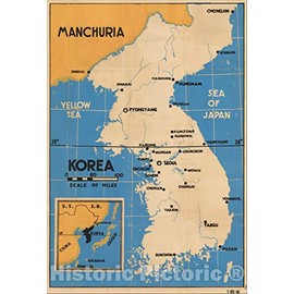 Historic Map : Korea, c1955, Anonymous, Vintage Wall Art : 16in x 24in