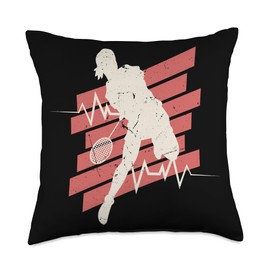 Shuttlecock Badminton Sets for Backyards Badminton Heartbeat Shuttlebock Player Badminton Girls Women Throw Pillow, 18x18, Multicolor