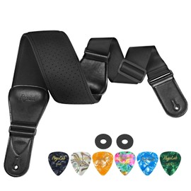 POGOLAB Guitar Strap for Electric Guitar & Bass, Wide Bass Strap Padded Guitar Straps with Adjustable Length 44-54 inches,Pick Holder,Strap Locks & Picks