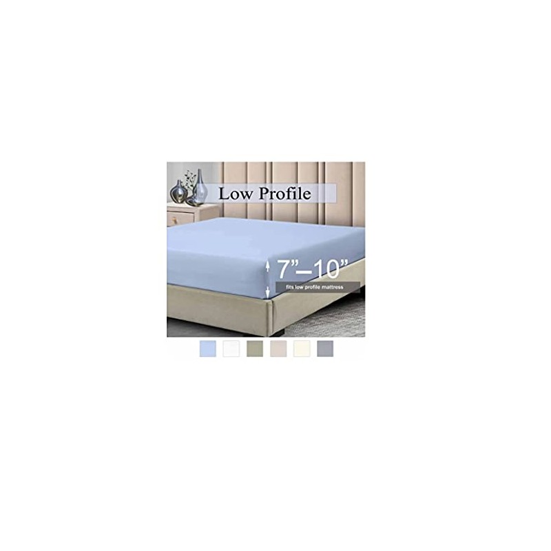Fitted Sheets, 650TC with Pockets (7-10 Inches) Perfect for Low
