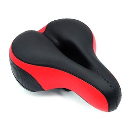 VOANZO Bicycle Seat Bicycle Saddle, 260 x 210 mm Spring Saddle Soft Wide Cushion for MTB Road Gel Comfort Hybrid Cyclists (Red)
