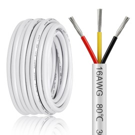 100FT 16 Gauge Wire 3 Conductor, 16AWG Electrical Wire, 16/3 Oxygen Free Stranded Tinned Copper Wire, Insulated Low Voltage Cable for LED Lamps Lights Automotive