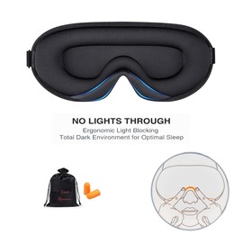 Little Agawama Sleep Eye Mask for Both Women and Men, 3D Weighted Eye Cover Sleeping Mask, Blackout Blindfold of Eyemask, Includes Travel Pouch (Black)