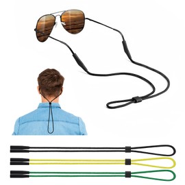 BANSTLE Eyeglasses Holder Strap - 3 Pcs Adjustable Eyewear String Lanyard Retainer - Sunglasses Strap for Men, Women and Kids - Eyeglass Holders Around Neck - Black, Yellow, Green