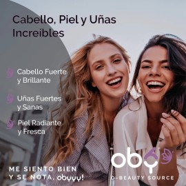 Oby Colageno Hidrolizado fortalecido con Resveratrol, Biotina, Keratina, Vitaminas C Y E | 60 Capsulas Premium para Piel Cabello Uñas