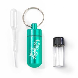 Anointing Oil Bottle Accessory Kit, Turquoise Keychain Container, Plastic Eyedropper & Small Empty Glass Vial, Screw Top Metal Holder, Protective Travel Set for Holy Oils, Botellas Para Aceite Ungido