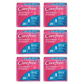 Carefree Acti-Fresh Body Shape Regular to Go Unscented Pantiliners, 20 Count (Pack of 6)