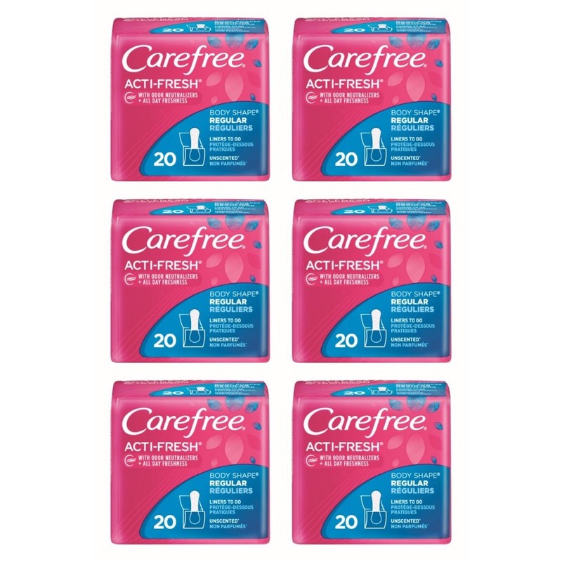 Carefree Acti-Fresh Body Shape Regular to Go Unscented Pantiliners, 20