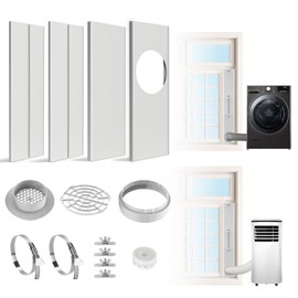 HOXHA Window Duct Kit Dryer Window Vent Kit AC Window kit, Fit with 4” Dryer Ducting & 5.9” AC Hose, Vent Kit Fit for Dryer, Portable AC, Inline Duct Fans, Grow Tents