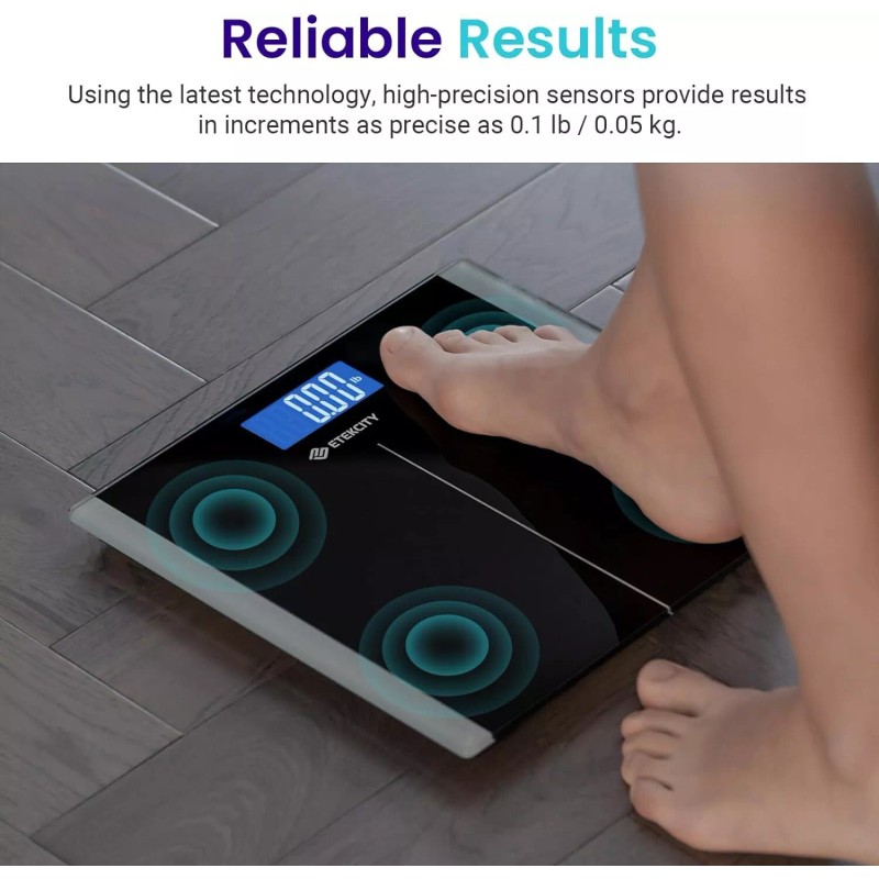 Digital Bathroom Scale for Body Weight LCD Display 6mm Tempered