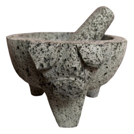 Molcajete de Piedra Volcánica Artesanal Griica 20cm de diámetro con cabeza